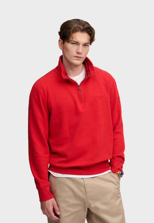 Superdry & Co SUPERDRY SWEATSHIRT ESSENTIAL SERIF LOGO HALF ZIP - Sweatshirt - base red