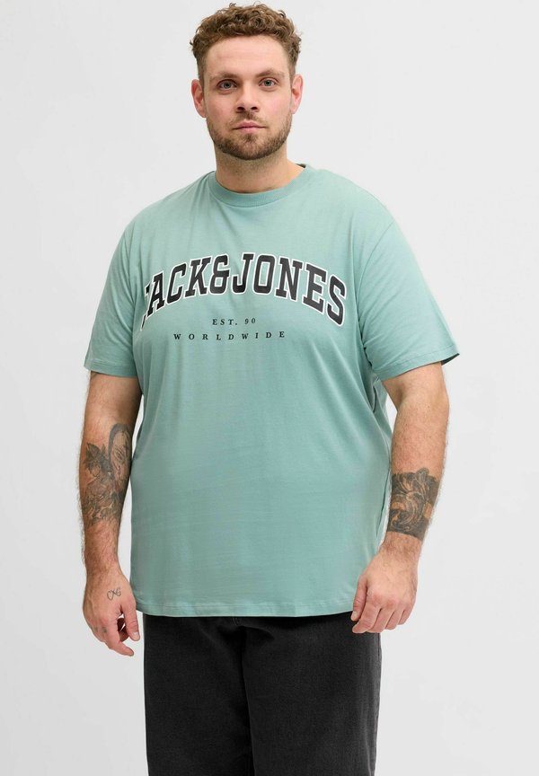Jack & Jones Plus Size Logo - Print T-shirt - mineral blue