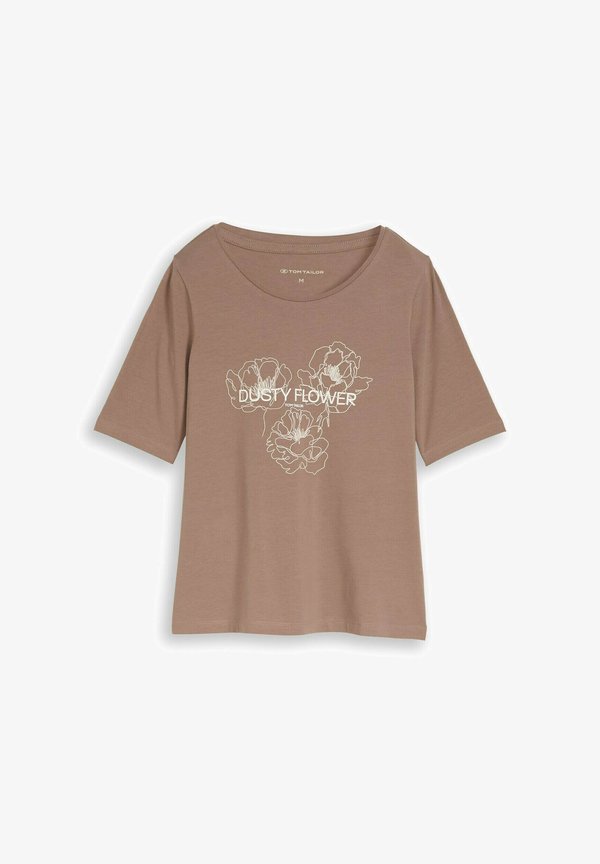TOM TAILOR T-SHIRT CREW NECK WITH PRINT - Print T-shirt - taupe grey