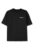 Schwarzes Baumwoll-T-Shirt mit lockerer Passform, kurzen Ärmeln und rundem Halsausschnitt. Mit dem weißen Drucktext "TEGADOR" auf der Brust.