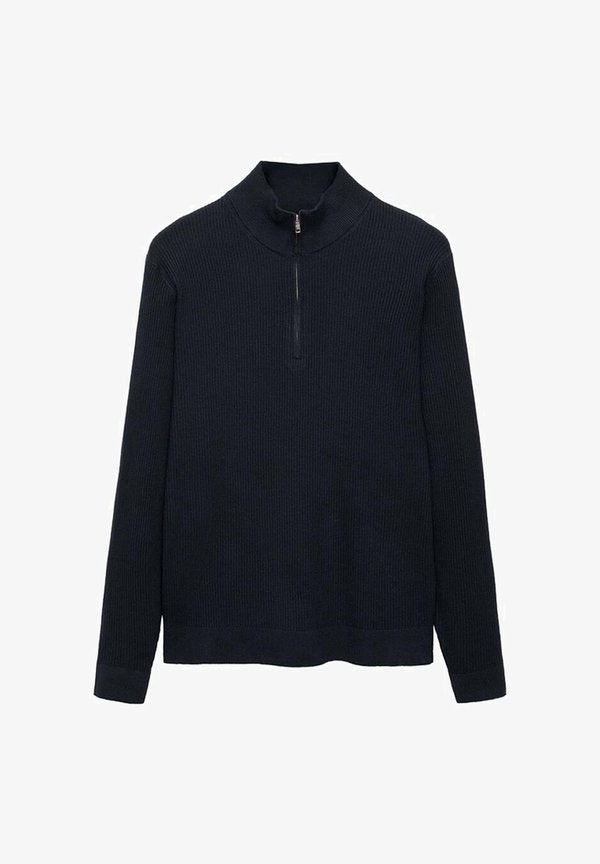 Mango WITH ZIP NECK - Jumper - dark blue