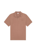 Kurzärmeliges Poloshirt in hellbrauner Farbe, Baumwollmischung, mit klassischem Kragen und besticktem Logo auf der linken Brust.