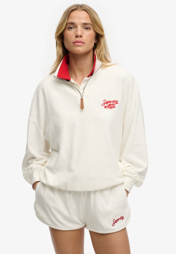 Superdry & Co SUPERDRY HERITAGE TERRY HALF ZIP SWEATSHIRT.. - Sweatshirt - cream