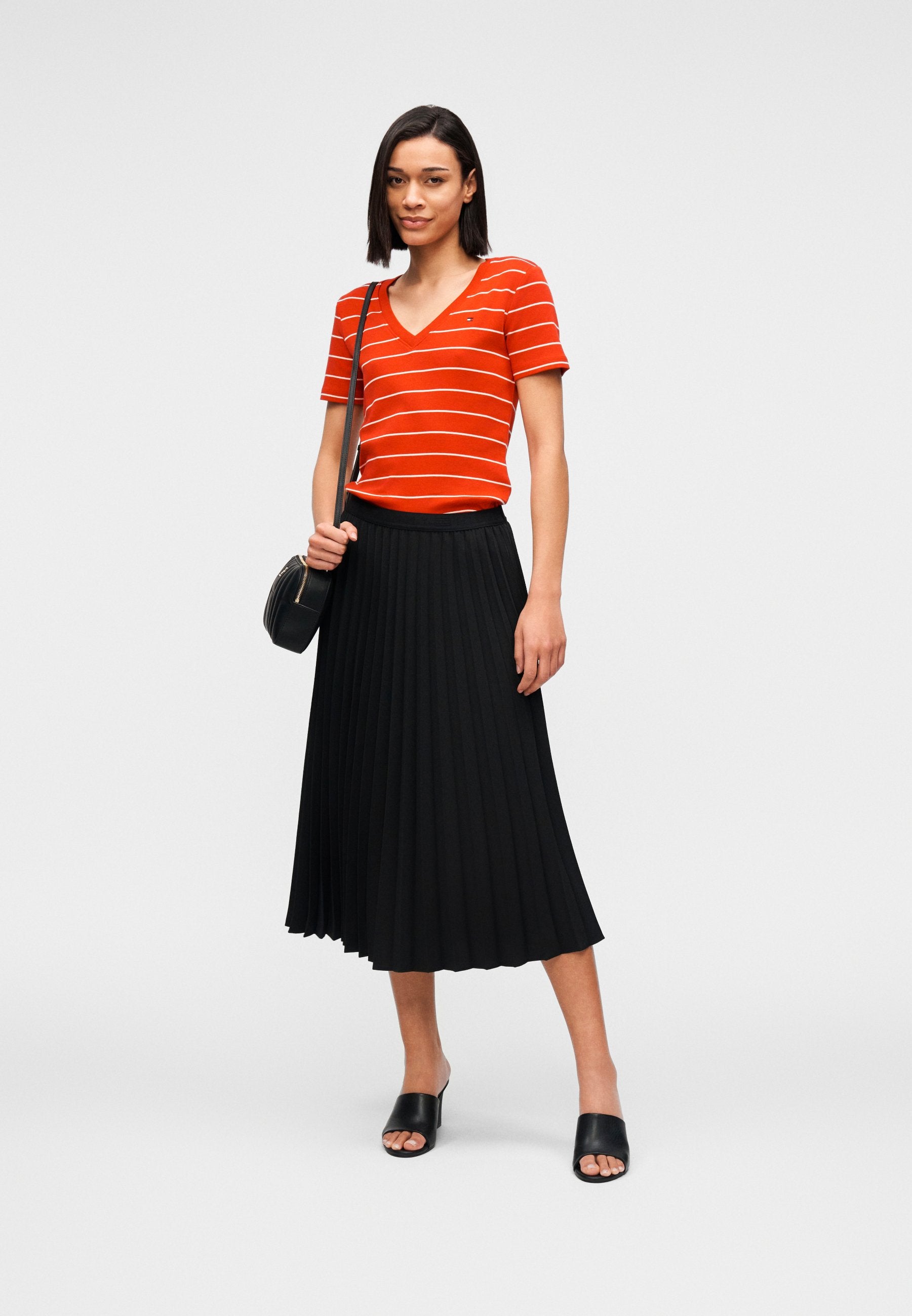 Tommy Hilfiger PLEATED TWILL MIDI SKIRT