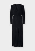 ADRIANA DEGREAS SOLID PLUNGE NECK MAXI DRESS