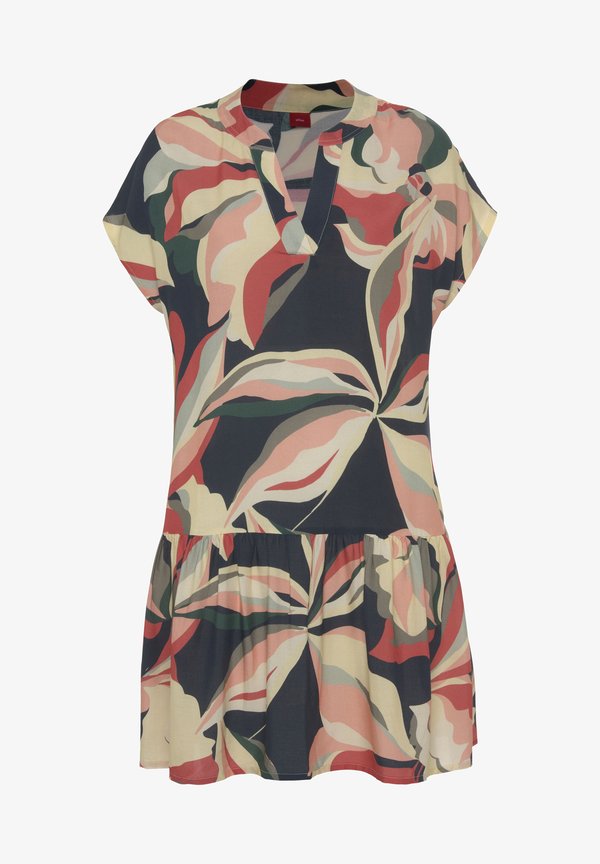 s.Oliver Day dress - marine koralle bedruckt