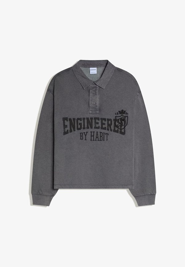 Bershka PRINT - Polo shirt - dark grey