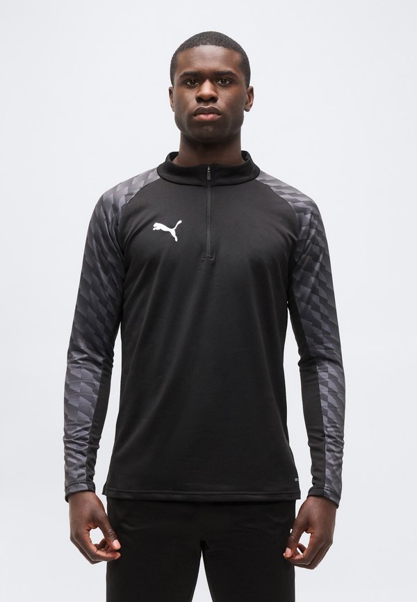 Puma TEAMLIGA TRAINING ZIP - Long sleeved top - black/white/flat dark gray