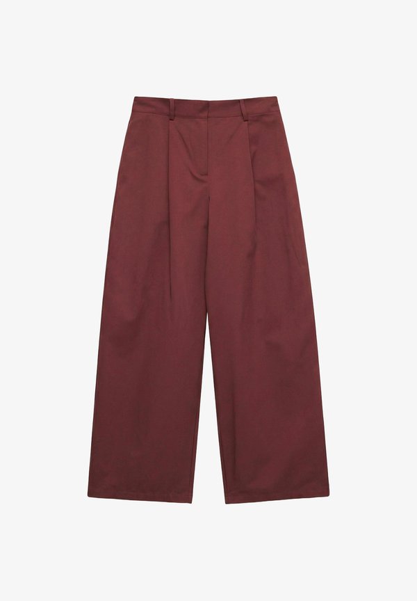 Vero Moda Curve TAILORED TROUSERS VMCTAYLOR MID WAIST TROUSERS - Trousers - russet brown