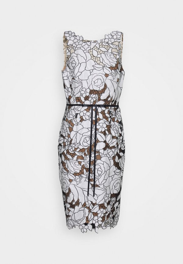 Marchesa Notte SLEEVELESS CUTWORK WITH BOW WAISTBAND