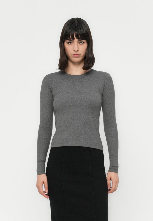Vero Moda VMCHLOE SHORT TOP  - Long sleeved top - medium grey melange
