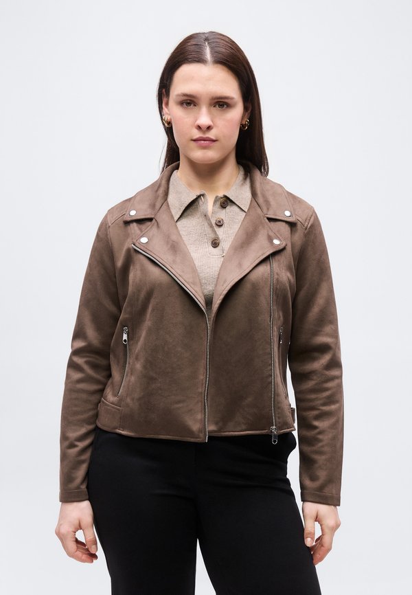Vero Moda Curve VMCJOSE SHORT JACKET NOOS CUR - Faux leather jacket - chocolate chip