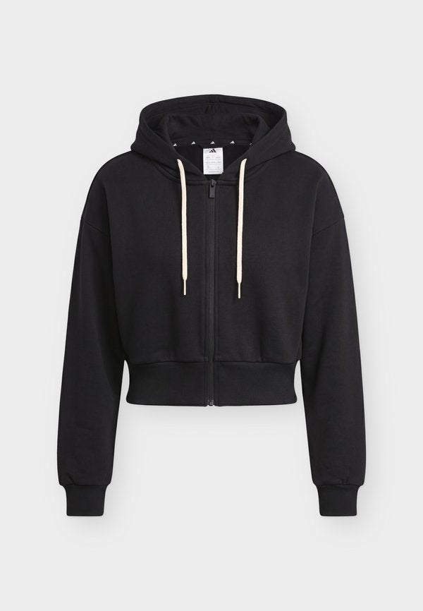 adidas Sportswear ESSENTIALS CONTEMPORARY  FULL ZIP HOODED JACKET - Zip-up sweatshirt - black