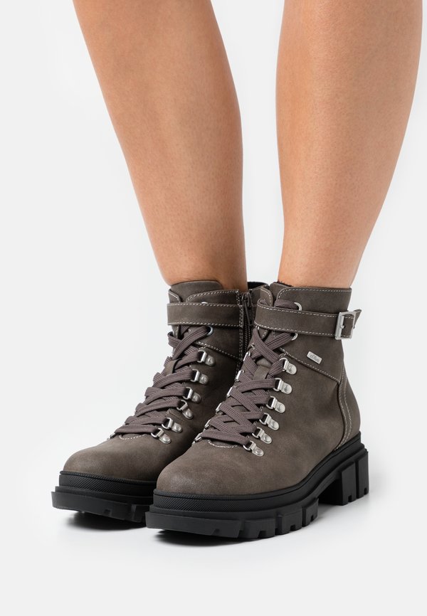 s.Oliver Lace-up ankle boots - dark taupe