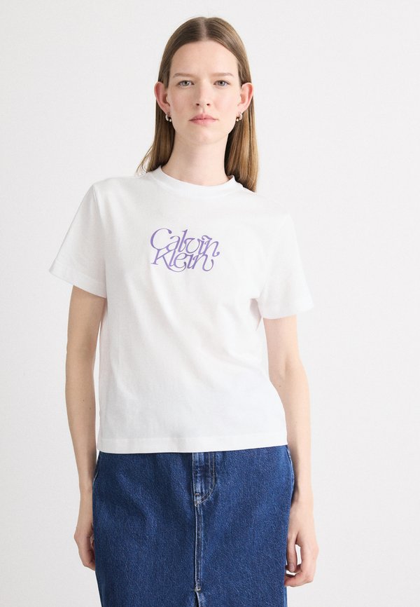 Calvin Klein Jeans SCRIPT - Print T-shirt - brilliant white