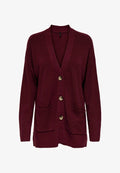 ONLY ONLIBI LS RIB LOOSE CARDIGAN KNT NOOS - Cardigan - cabernet