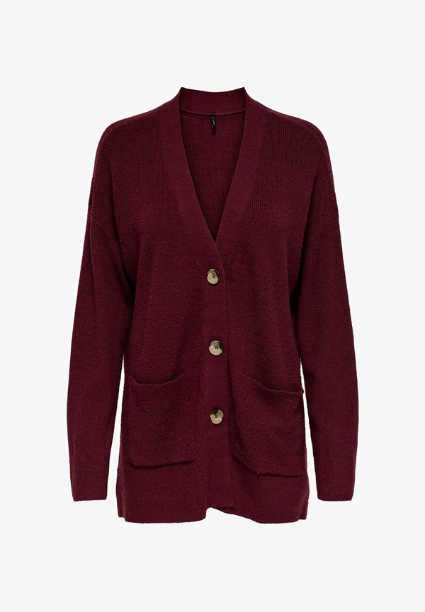 ONLY ONLIBI LS RIB LOOSE CARDIGAN KNT NOOS - Cardigan - cabernet