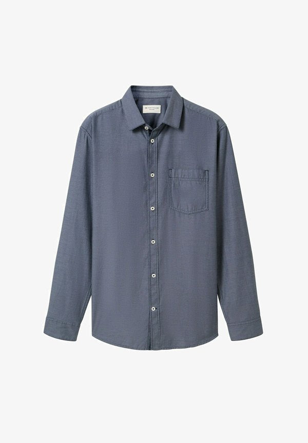 TOM TAILOR REGULAR FIT MIT STRUKTUR - Shirt - navy diagonal structure