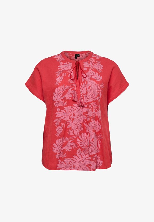 Vero Moda Curve BLOUSE VMCTIPPE TOP - Blouse - poinsettia