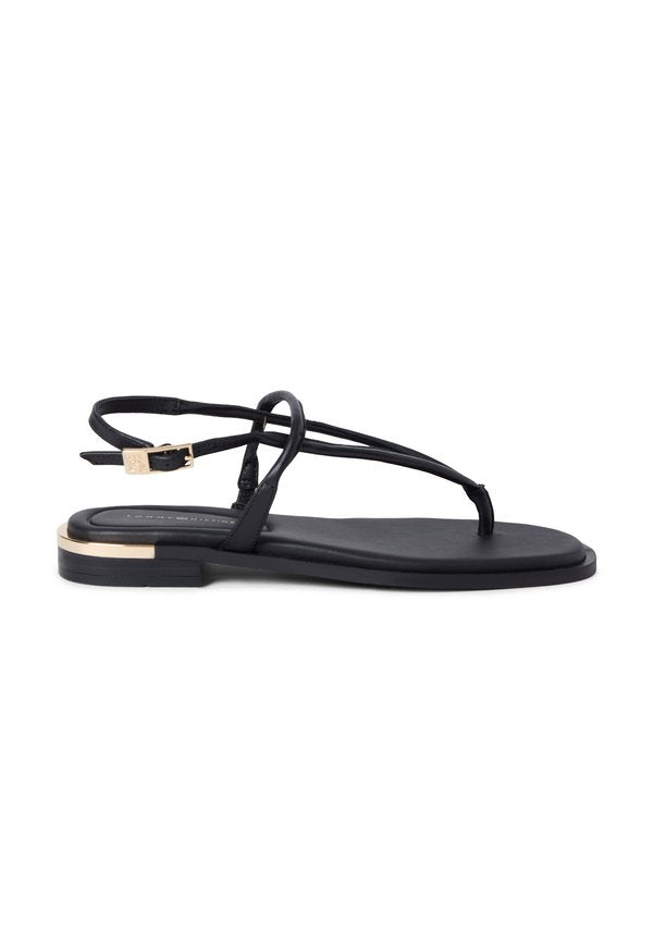 Tommy Hilfiger LEATHER TH MONOGRAM GOLD-TONE HEEL SANDALS