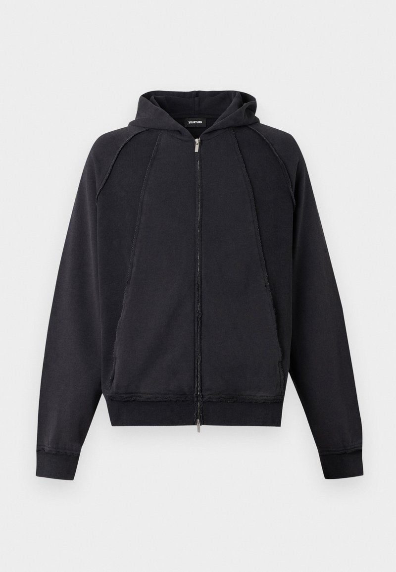 LOOSE FIT REVERSE SEAMS ZIP-UP HOODIE Media 1