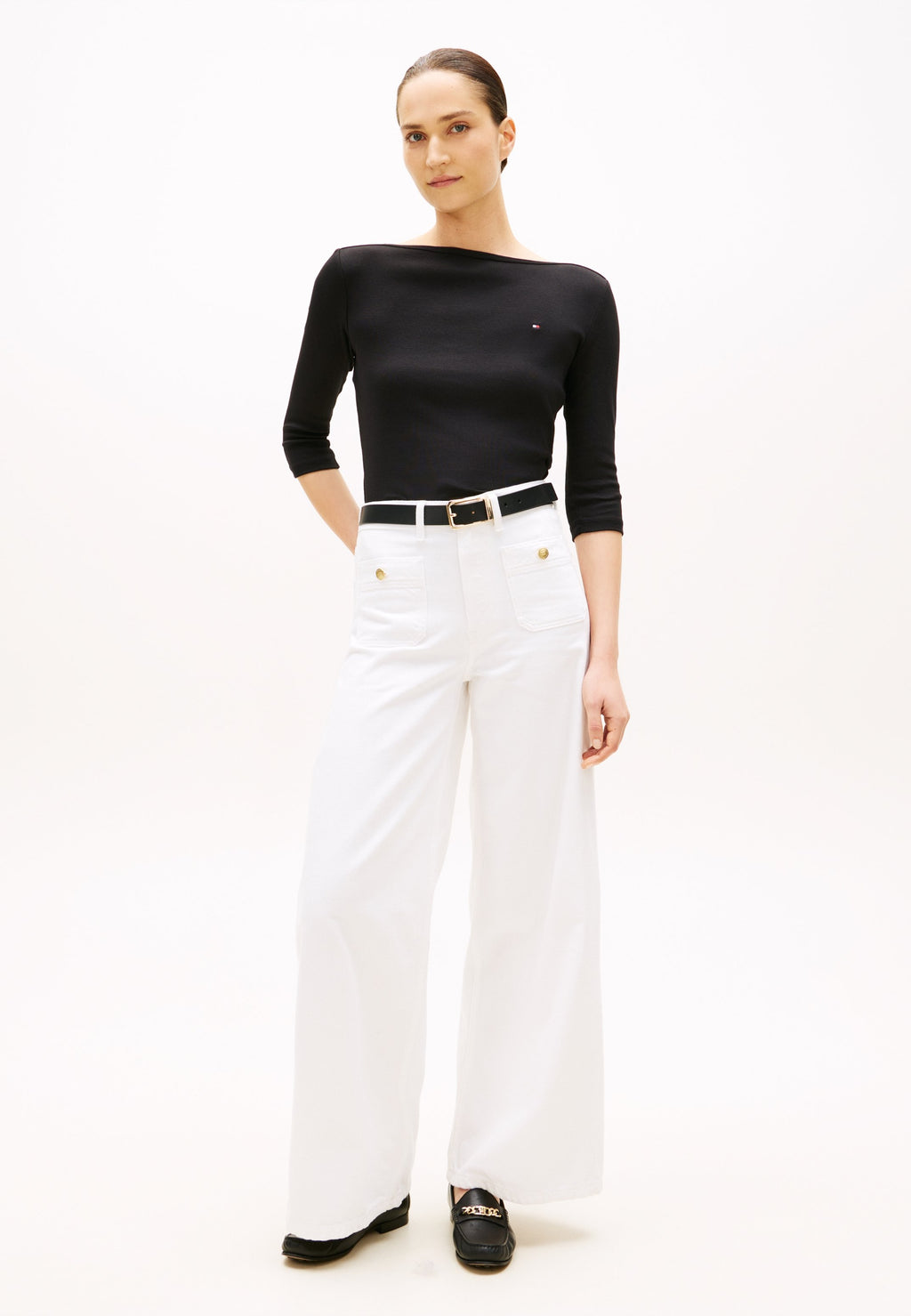 BOAT NECK THREE-QUARTER SLEEVE T-SHIRT Media 2