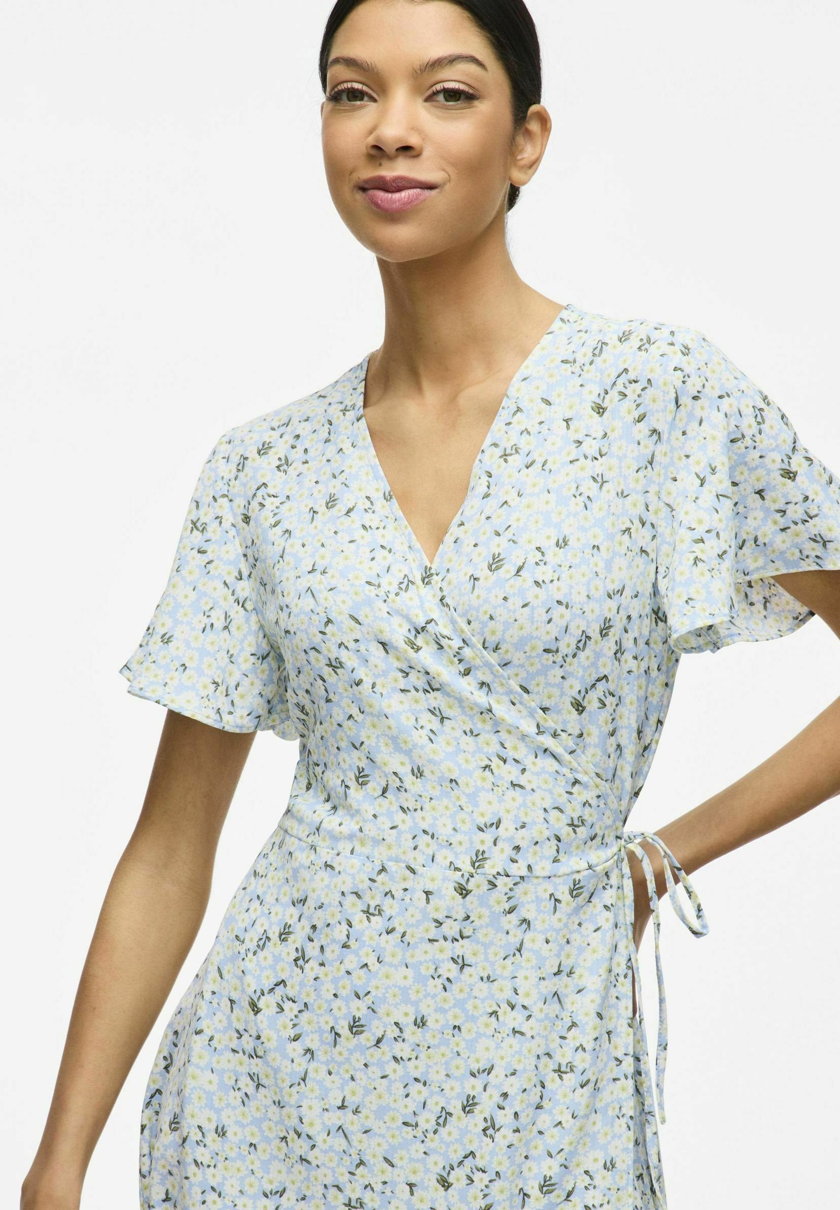 VILA VILOVIE S/S WRAP MIDI DRESS - NOOS