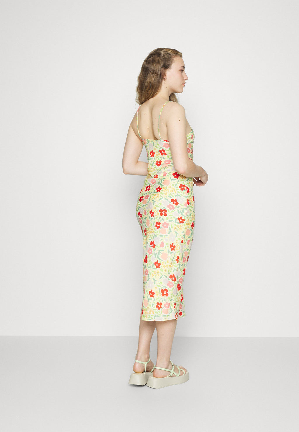 Glamorous SLIM FIT MIDI SLIP DRESS WITH V NECK
