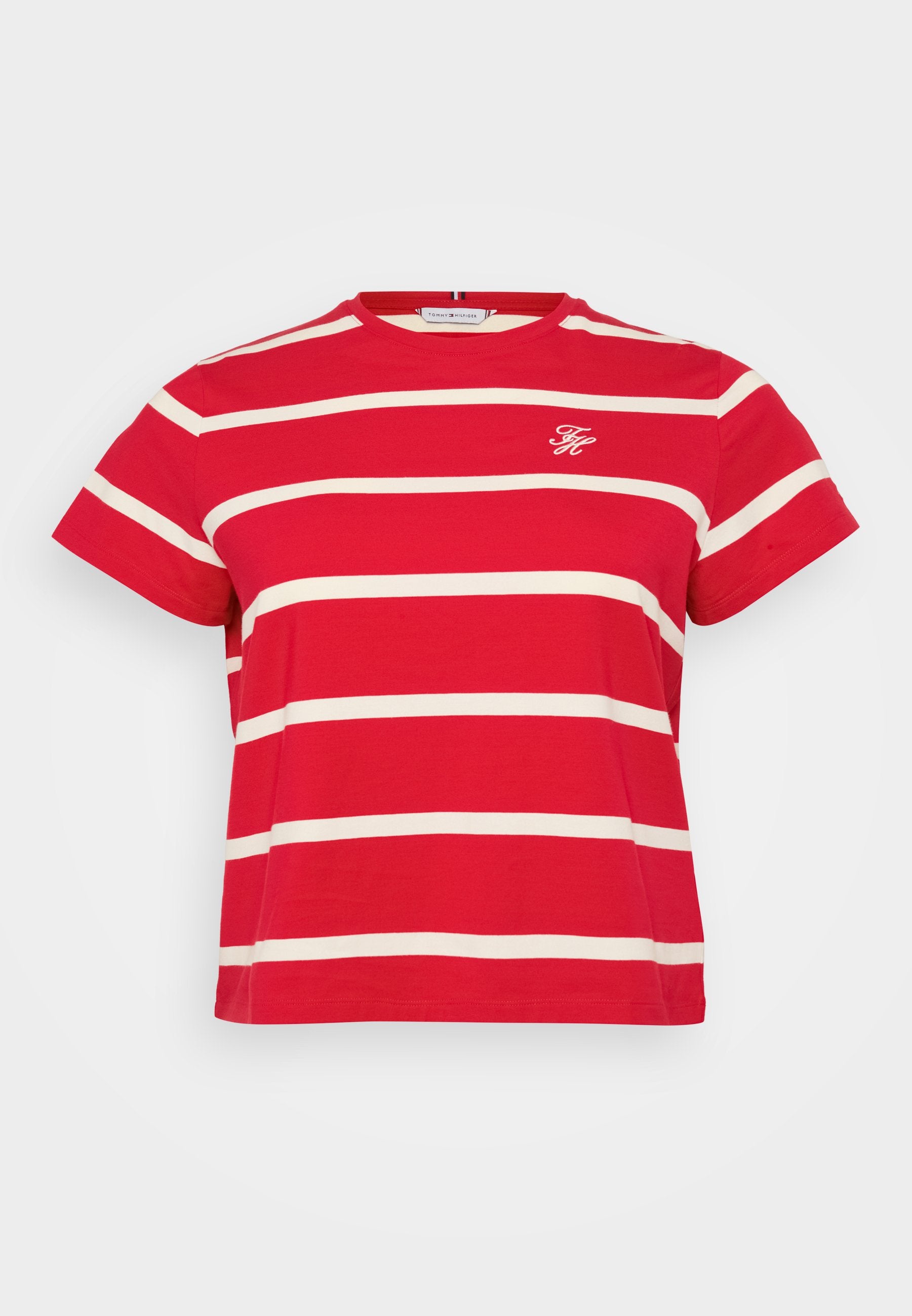 CURVE LOGO EMBROIDERY JERSEY CREW NECK T-SHIRT Media 1