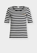 TOM TAILOR T-SHIRT SMALL EMBRO - Print T-shirt - black white stripe