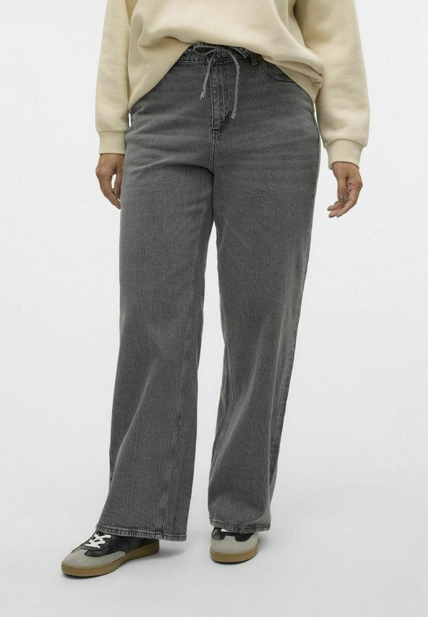 Vero Moda Curve Wide fit VMCTESSA High rise Leg - Wide Leg - medium grey denim
