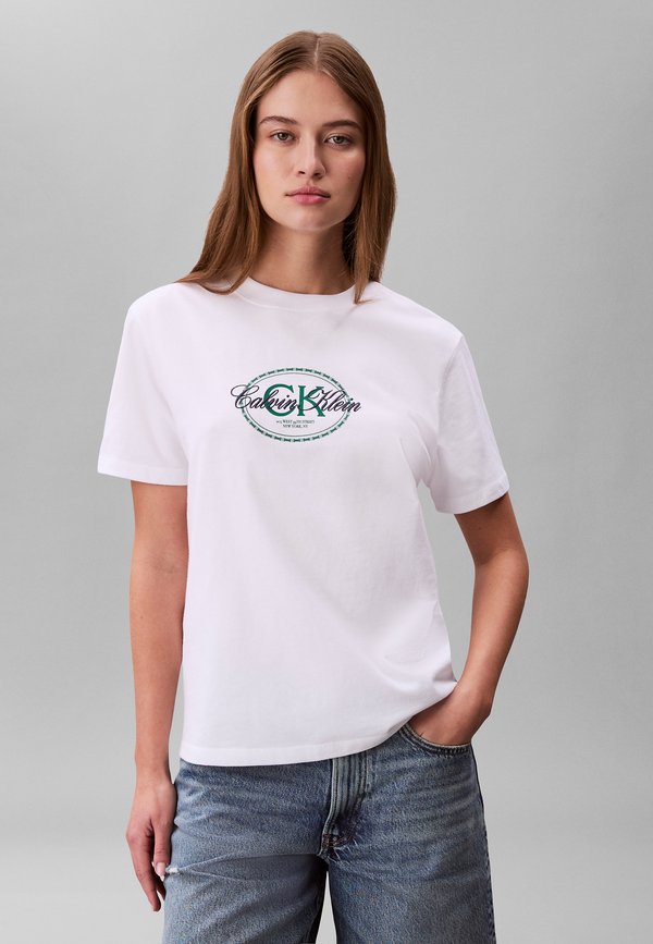 Calvin Klein Jeans CALVIN KLEIN JEANS EMBROIDERED LOGO T-SHIRT - Print T-shirt - bright white