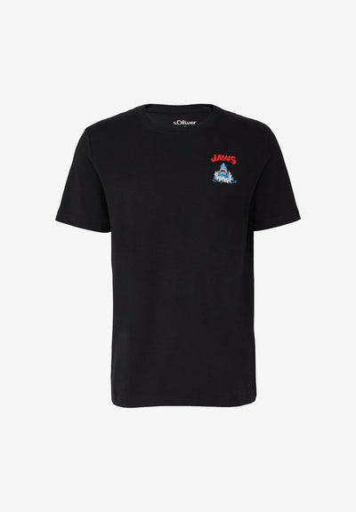 s.Oliver AUS HEAVY MIT JAWS© UCS LLC ARTWORK - Print T-shirt - schwarz