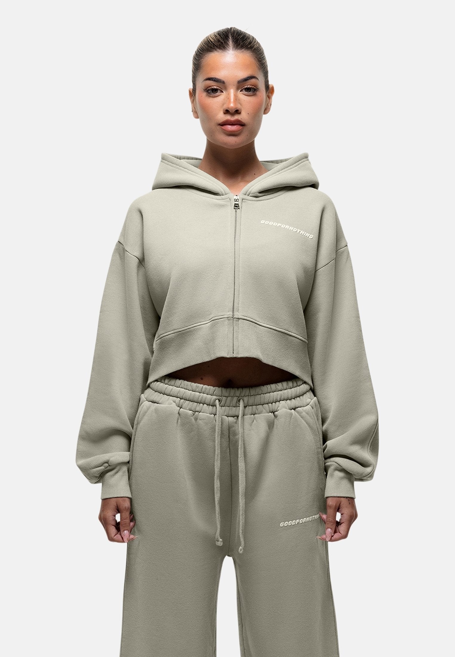 Good For Nothing  WASHED CROP ZIP HOODIE