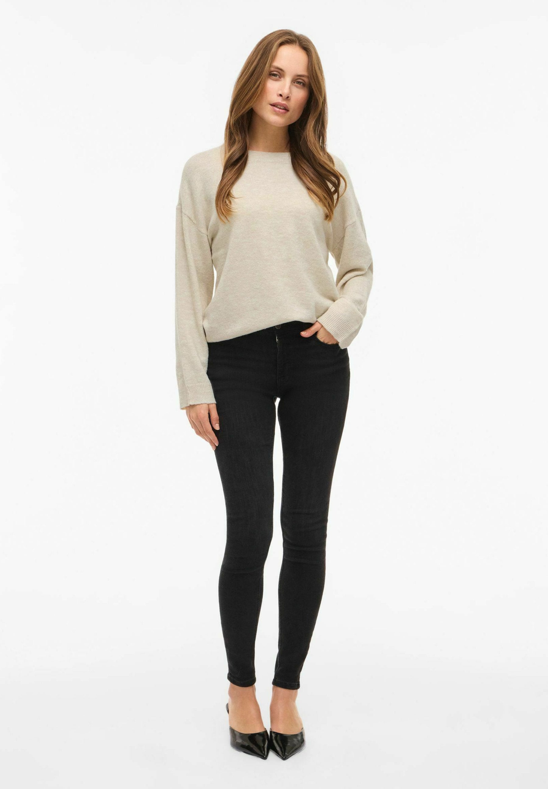 VILA VILIGA L/S O-NECK KNIT TOP - NOOS