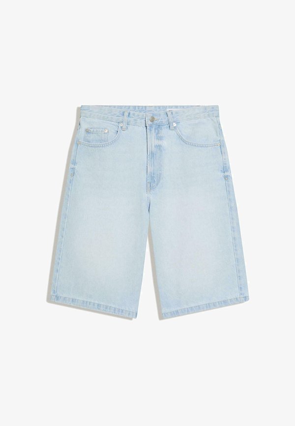 Bershka BAGGY - Denim shorts - light blue denim