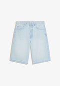 Bershka BAGGY - Denim shorts - light blue denim