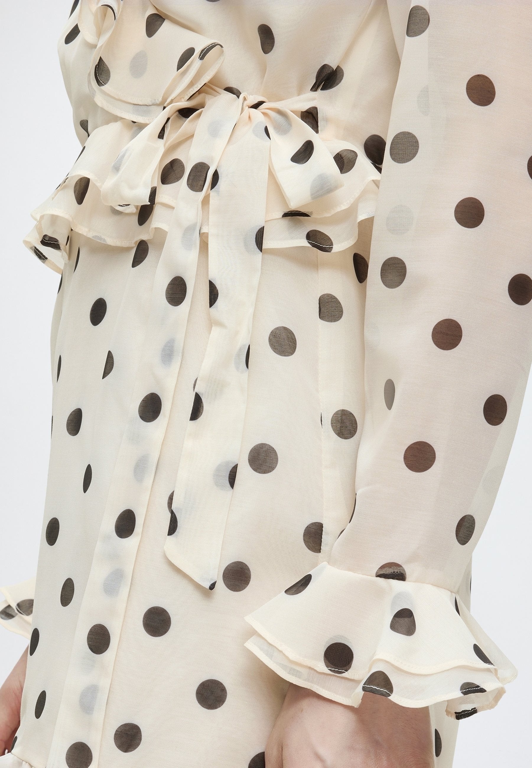 Bardot FRILL DETAIL SPOT MINI DRESS