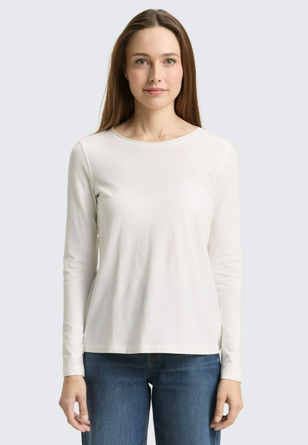 TOM TAILOR BASIC - Long sleeved top - whisper white