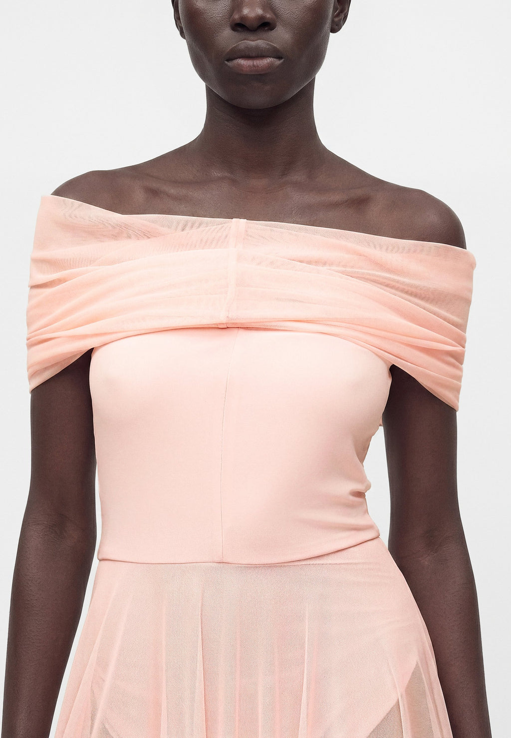 Norma Kamali COWL NECK OFF SHOULDER COMBO FLARED GOWN