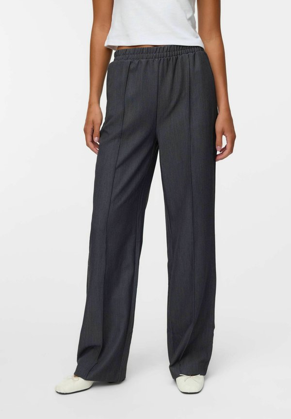 Vero Moda Wide-leg VMCLEO High waist - Trousers - dark grey melange
