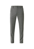 Grau karierte Hose mit tailliertem Design, aus strukturiertem Material, mit einem Bund und Knopfverschluss sowie umgeschlagenen Säumen.