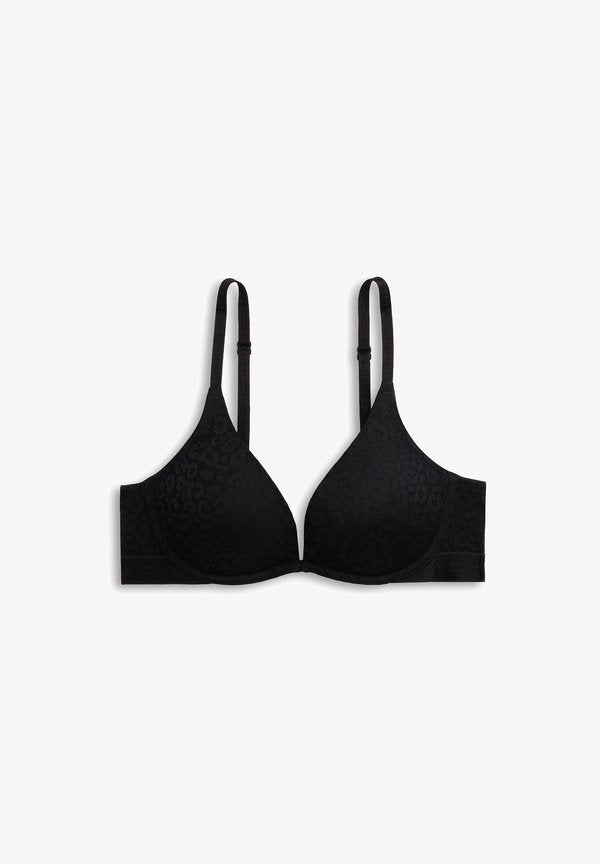 Tommy Hilfiger LEOPARD LACE PLUNGE PUSH-UP BRA - Push-up bra - black