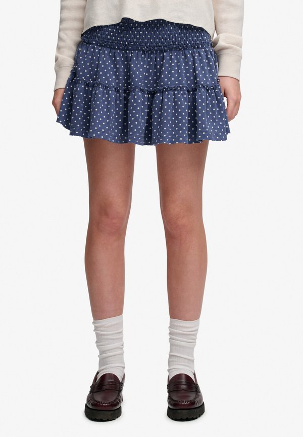 Superdry & Co SUPERDRY TIERED JERSEY MINI SKIRT.. - A-line skirt - polka dot mariner navy