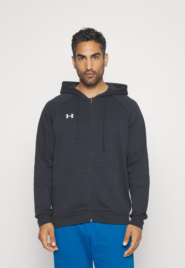 Under Armour RIVAL FLEECE - Zip-up sweatshirt - black/white