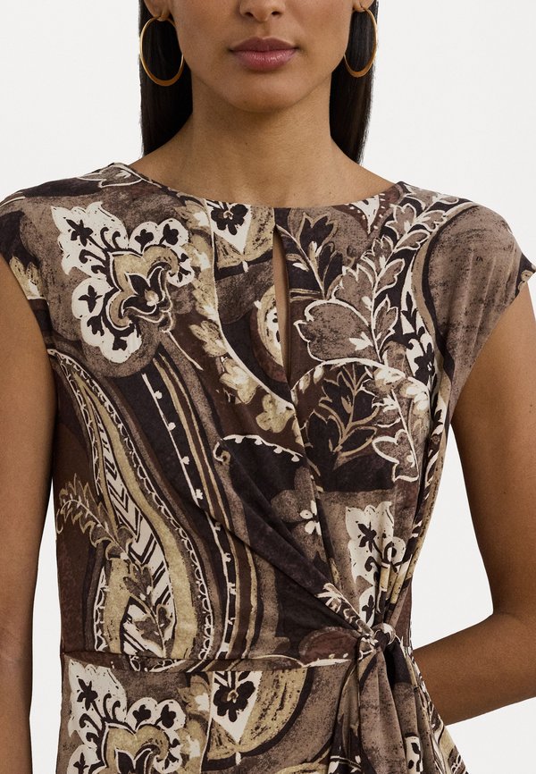 Lauren Ralph Lauren REIDLY PAISLEY STRETCH JERSEY TIE FRONT DRESS