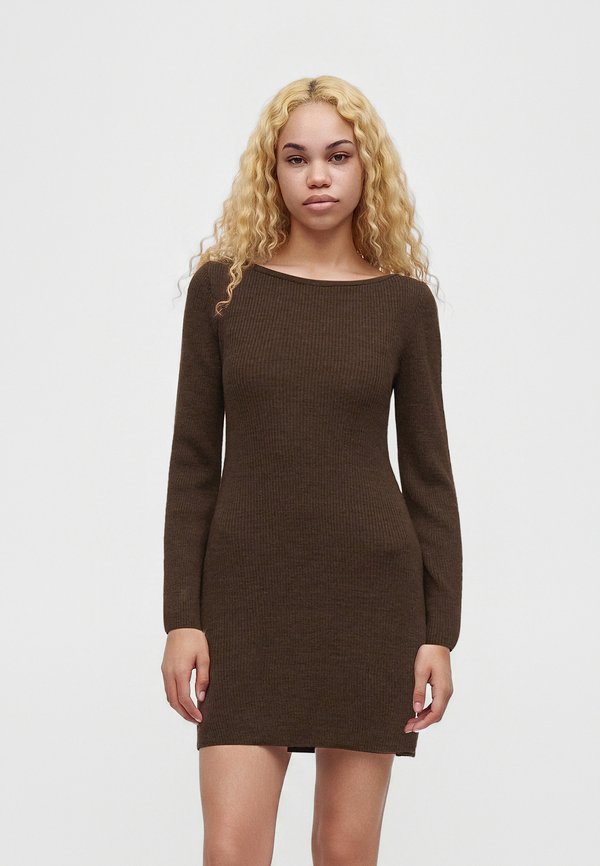 ONLY ONLTESSIE BOATNECK DRESS - Jumper dress - coffee bean melange