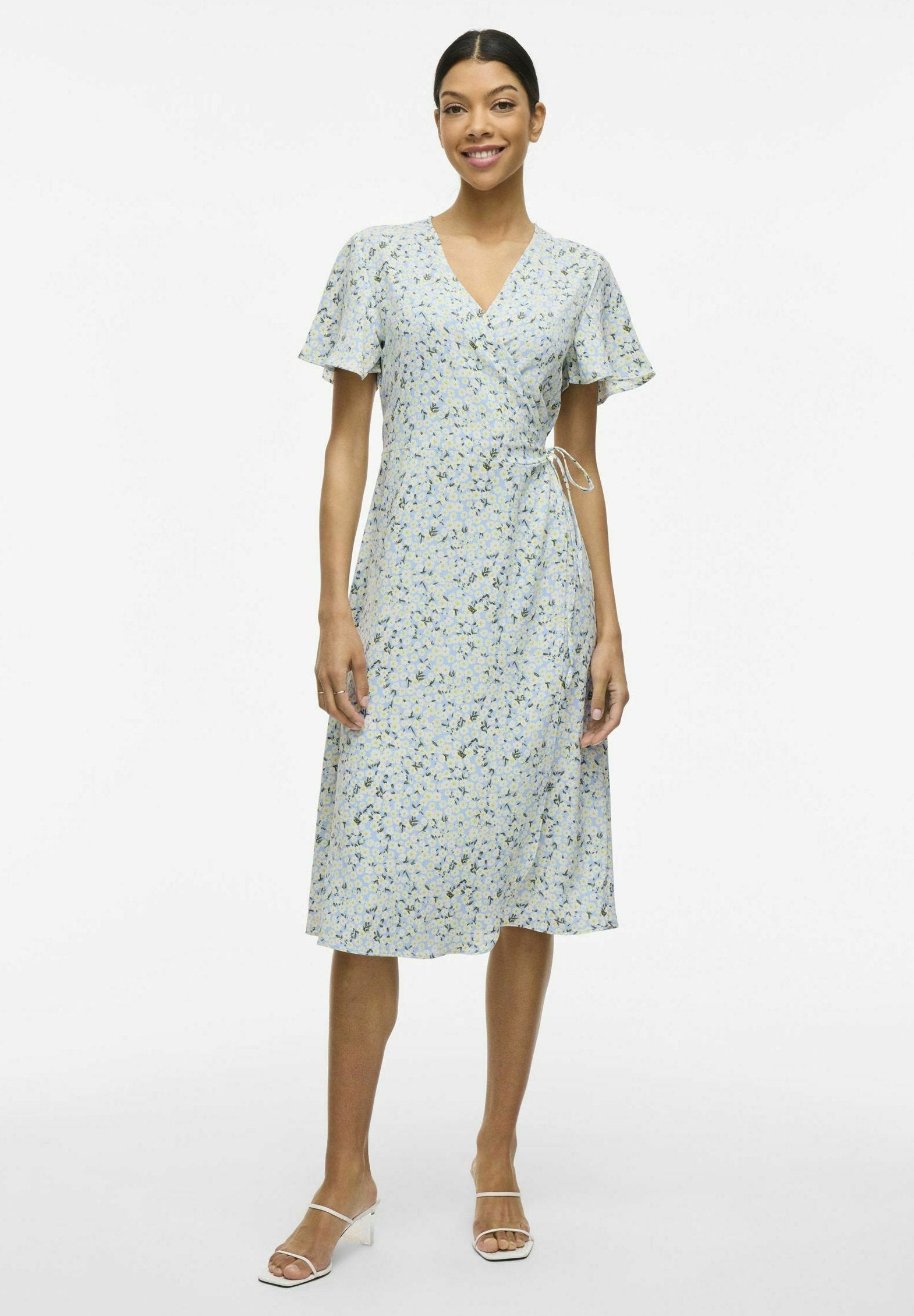 VILA VILOVIE S/S WRAP MIDI DRESS - NOOS