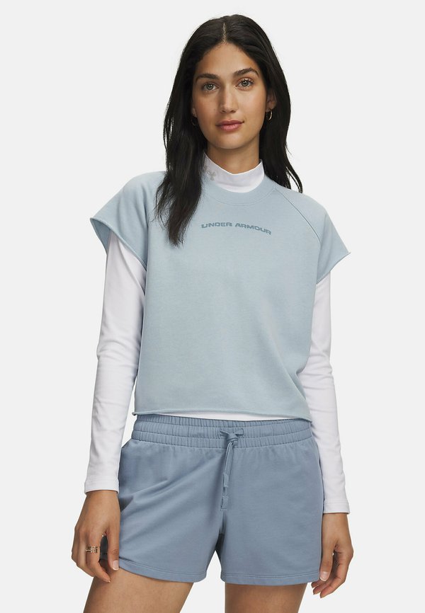 Under Armour ICON WORDMARK CUT OFF - Print T-shirt - blue fog