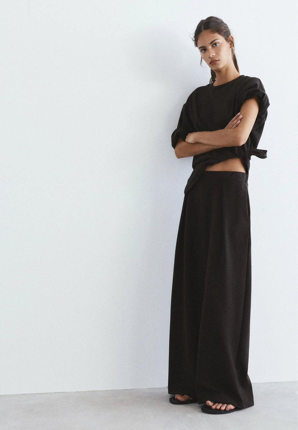 PULL&BEAR WIDE-LEG - Trousers - dark grey